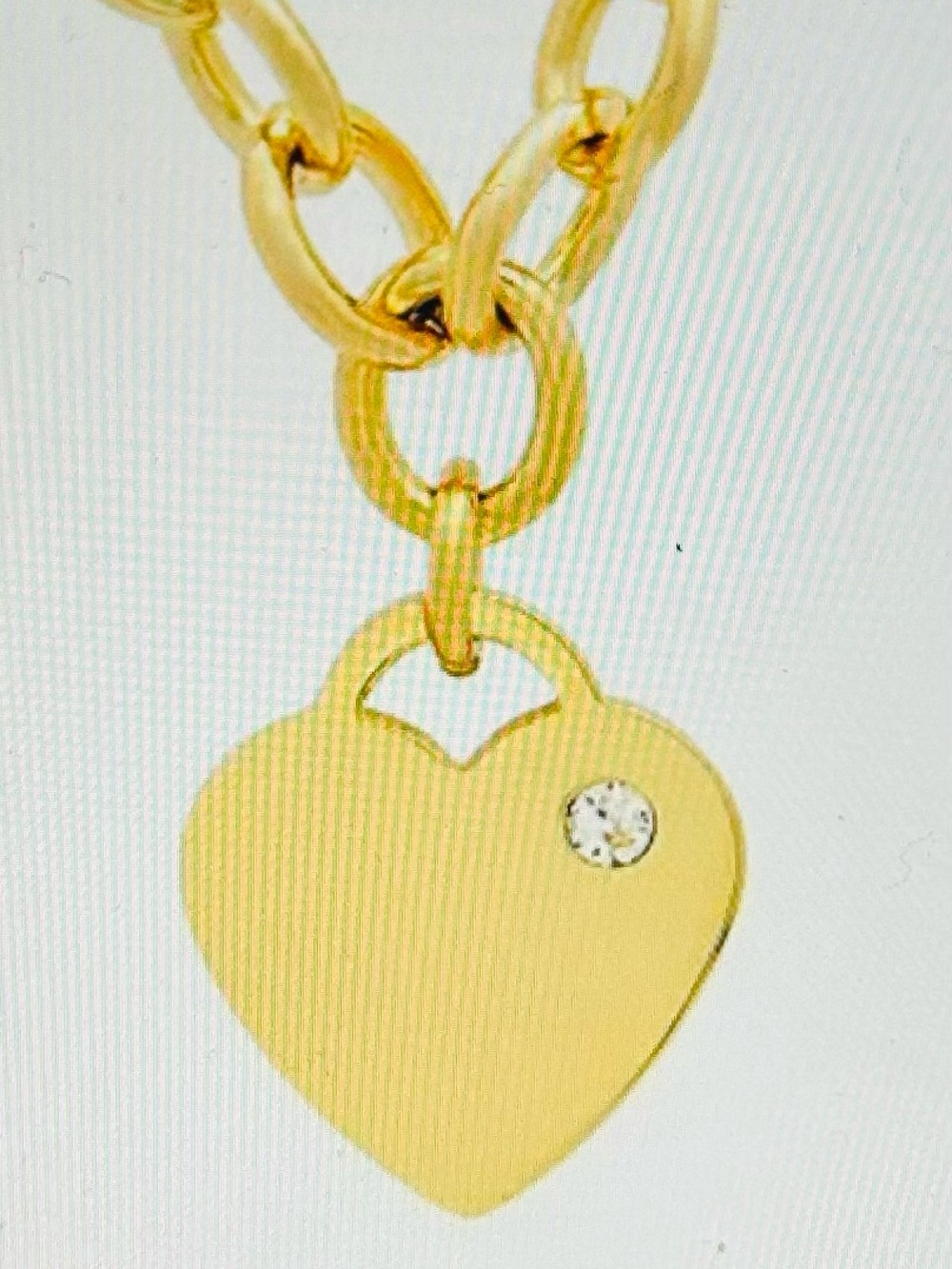 Gold-Tone Chain Necklace with Black Heart Pendant by Unbranded